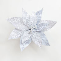 Poinsettia Clip Glitter Pearl Silver 25cm