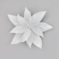 Poinsettia Clip Glitter Pearl White 25cm