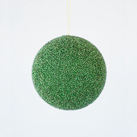 Beaded Glitter Ball Green 10cm 
