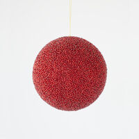 Beaded Glitter Ball Red 10cm 