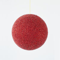 Beaded Glitter Ball Red 12cm