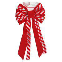 Velvet Candy Cane Bow 7 Loops 