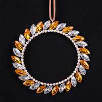 Gold & Clear Crystal Wreath Hanging 10cm