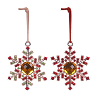 Red Crystal Snowflake Hanging 8cm 1pc 2A