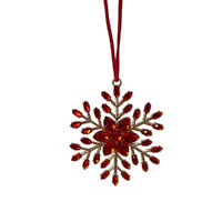 Red Crystal Snowflake Hanging 8cm