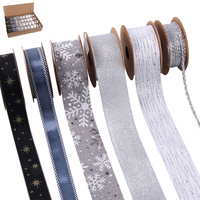 Christmas Ribbons 6 Assorted - Silver & Blue 2m