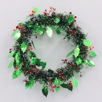 Holly Berry Tinsel Wreath 33cm 