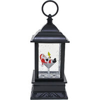 Lantern Black Santa Martini 25cm