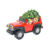 Red Jeep with Dogs LED 28cm