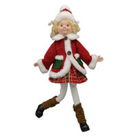 Elf Red Tartan Poseable Hanging