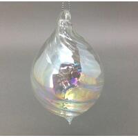 Clear Swirl Glass Drop Hanging 7cm