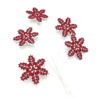 White Red Snowflake Spray 65cm