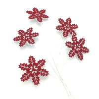 White Red Snowflake Spray 65cm