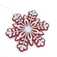 Small Red White Snow Flake Hanging 15cm
