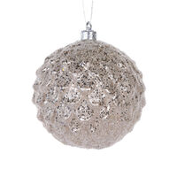Champagne Scalloped Bauble 10cm