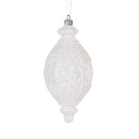 White Intricate Drop Bauble 16cm