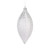 White and Silver Feather Drop Bauble 16cm