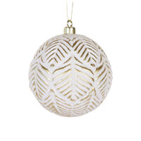 White and Gold Aztec Leaf Bauble 10cm