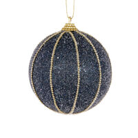 Midnight Blue Ribbed Bauble 8cm