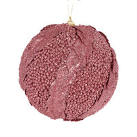 XL Pink Glitter Leaf Bauble 15cm