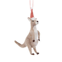 Wool Kangaroo with Santa Hat 19cm