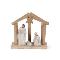 Rustic 3 Piece Nativity with Stable 12cm