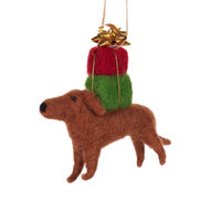 Wool Dachshund with Gifts 11cm