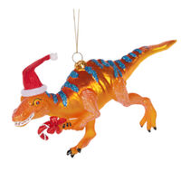 Glass Orange Dinosaur Hanging 19cm