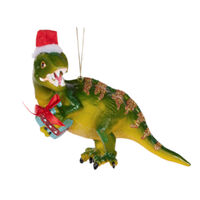 Glass Green Dinosaur Hanging 17cm