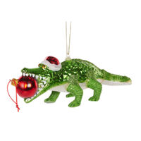 Glass Crocodile Hanging 16cm