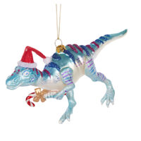 Glass Blue Dinosaur Hanging 19cm