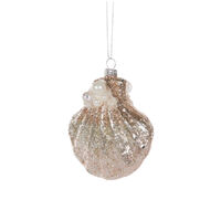 Metallic Clam with Pearls Ornament 11cm