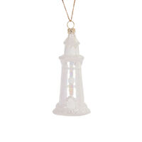 Glass Lighthouse Ornament 12cm