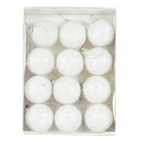 Mini White Sugar Baubles 12pk 4cm