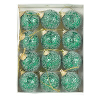 Mini Green Sugar Baubles 12pk 4cm