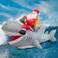 Inflatable Santa on Shark Rider 2.5m 1pc 2 Assorted Colours