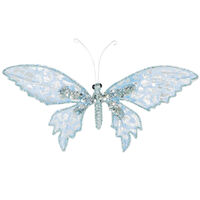 Leo Spotted Metallic Clip On Butterfly Blue 16cm