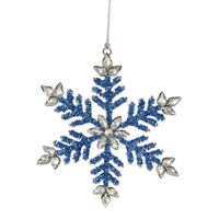 Midnight Beaded Hanging Ornament Blue 15cm