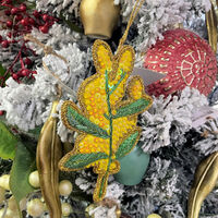 Golden Wattle Sequin Hanging Decoration 14cm