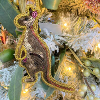 Kangaroo Sequin Hanging Tree Decoration 16cm