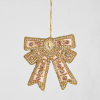 Tiffany Pink Bow Sequin Hanging Decoration 10cm