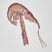 Glitter Prawn Pink Sequin Hanging Decoration 20cm