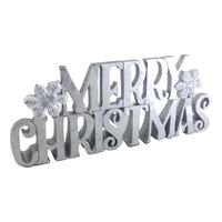 Silver Merry Christmas Sign 30cm