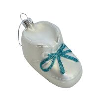 Blue Baby Bootie Glass Hanging 10cm