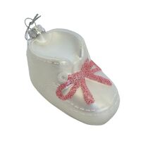 Pink Baby Bootie Glass Hanging 10cm