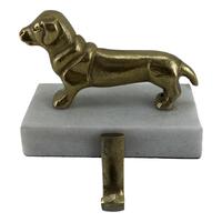 Gold Dog Stocking Hanger 13cm