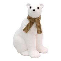White Sitting Bear Gold  50cm