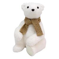 White Sitting Bear Gold  22cm