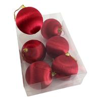 Red Silk Ball Hanging 6pk 8cm