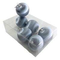 Silver Silk Ball Hanging 6pk 8cm